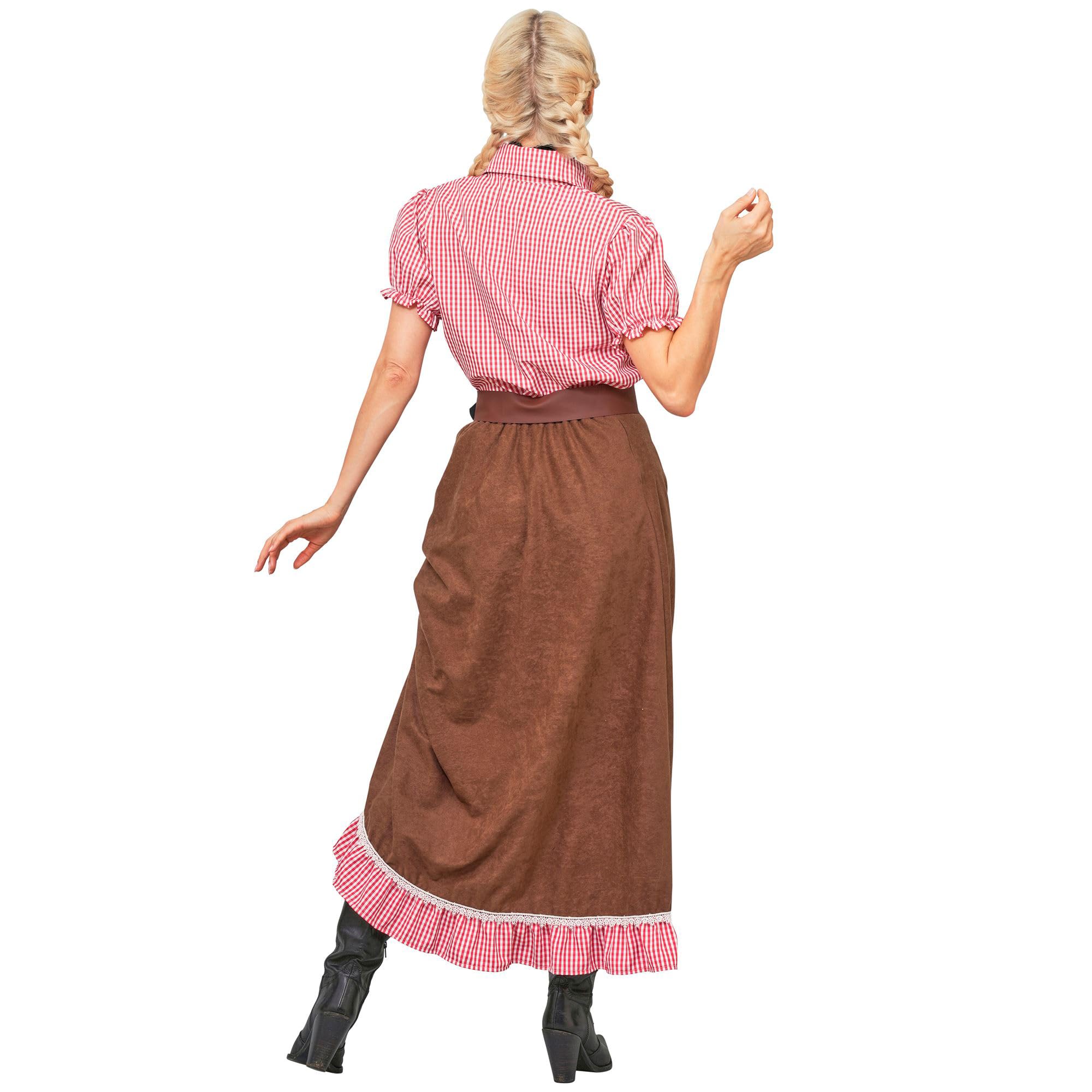 W WIDMANN MILANO Party Fashion - Cowgirl Kostüm Damen | 3-teiliges Set mit Bluse, Rock und Gürtel für Karneval, Western-, Country- und Mottopartys