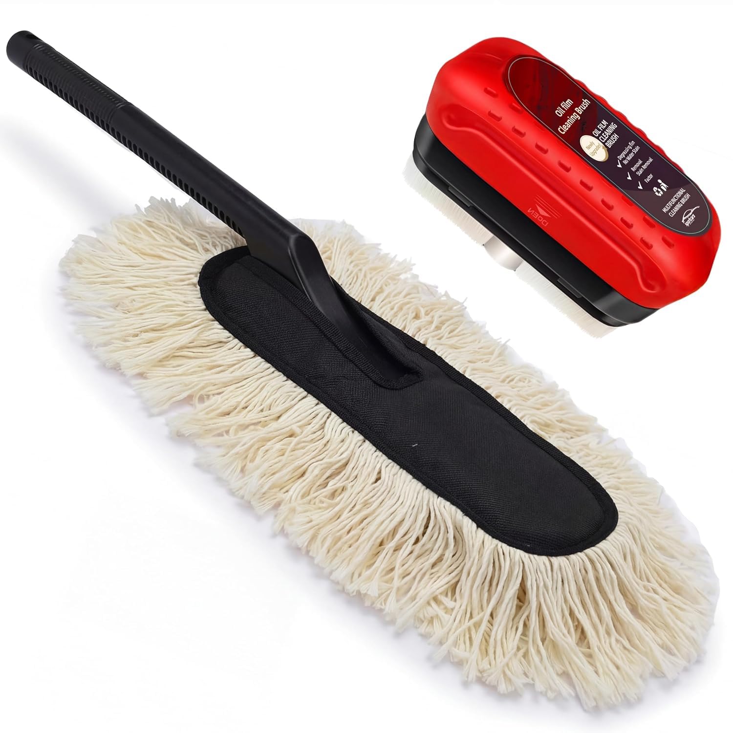 Car Cleaning Combo Kit with Wax Treated Car Duster and new Shoe Brush, Scratch-Free Dust Remover, Foldable Long Handle, Windshield Glass Cleaner for Car, Bike and Home Use-image-42
