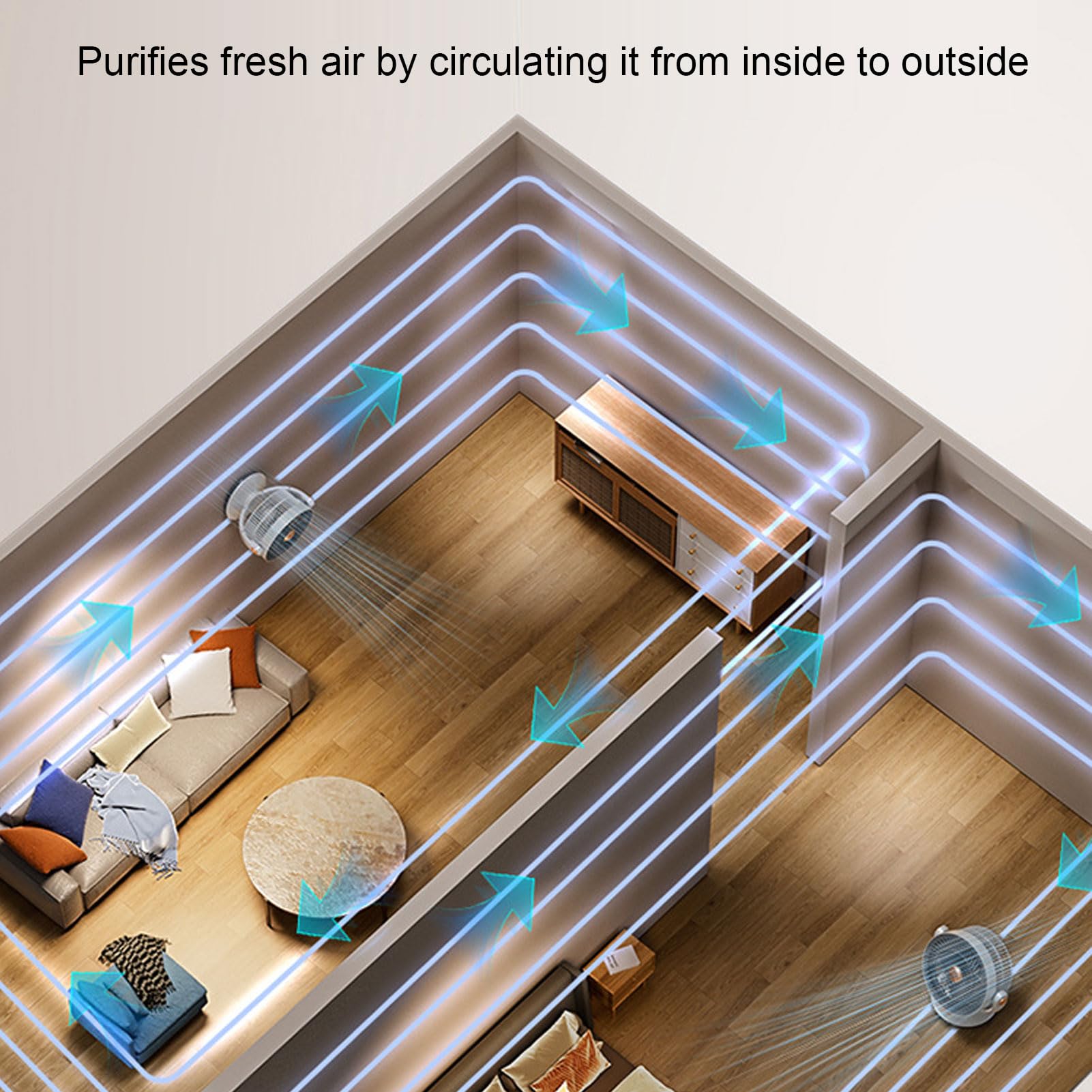 YUYTE Ventilatore da Tavolo USB, velocità Regolabile con Luce Notturna,