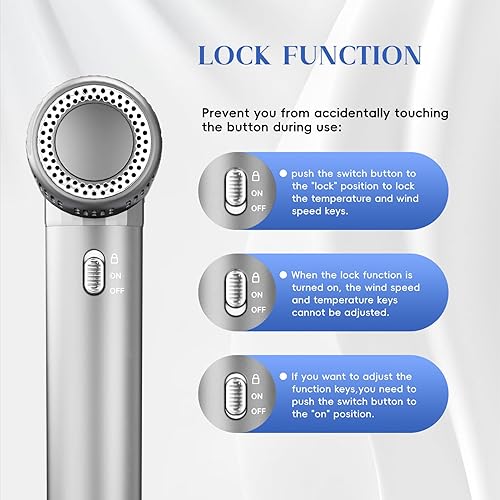 Miniatura 5 de Secador de Pelo Iónico Profesional con Difusor para Cabello Rizado, Secador de Soplado de Alta Velocidad de 1600W y 110000RPM para Mujeres, Secado