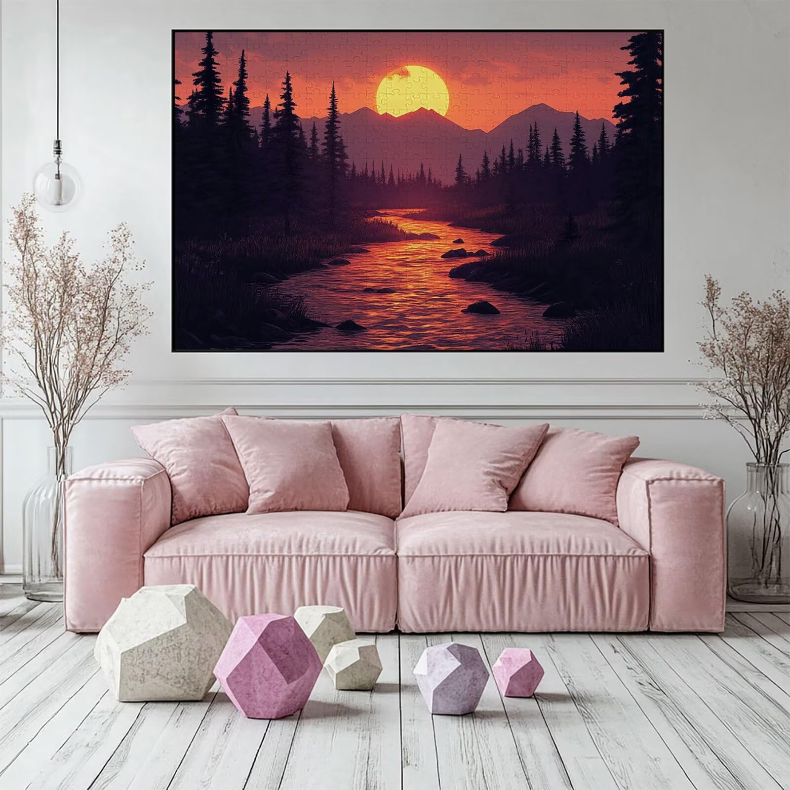 Puzzle 3000 elementów leśnych puzzle dla dorosłych strumień 122 x 81 cm unikalne rzemiosło klasyczne 3D drewniana układanka do rodzinnych gier aktywnych, układanka zrób to sam do dekoracji ścian domu