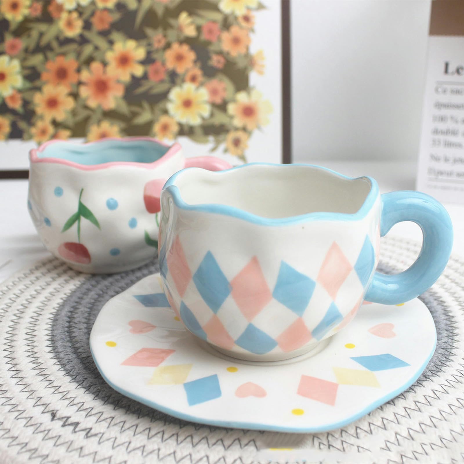 Creative Pleated Ceramic Mug - Handmade Italian Style Coffee Cup (7.6oz)