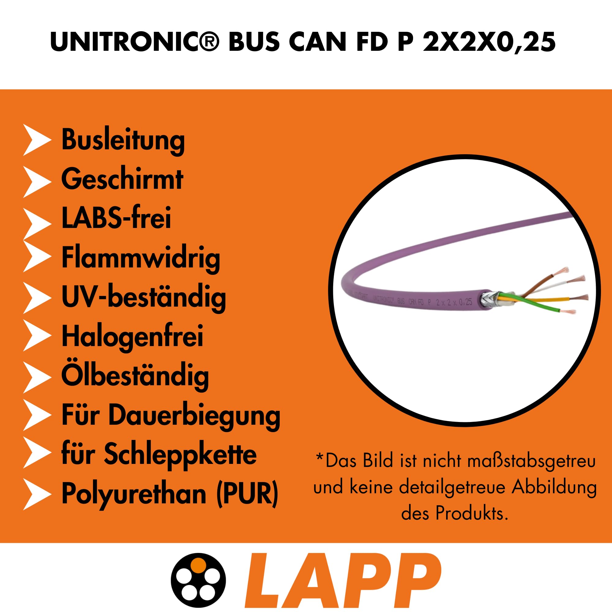 Lapp 10m Unitronic BUS CAN FD P 2x2x0,25 mm² - Geschirmte Busleitung