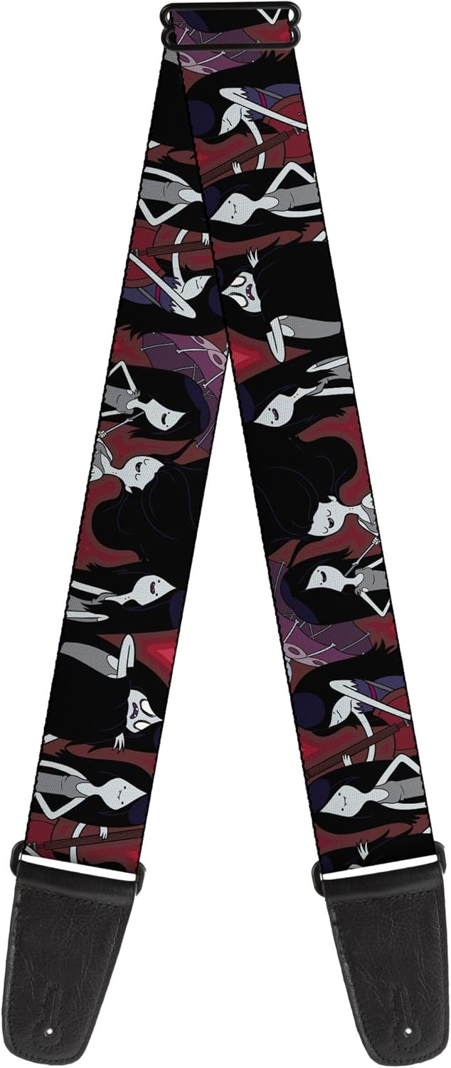 Buckle-Down Cartoon Network Guitar Strap, Adventure Time Marceline Poses Collage Reds, 2 Inches Wide