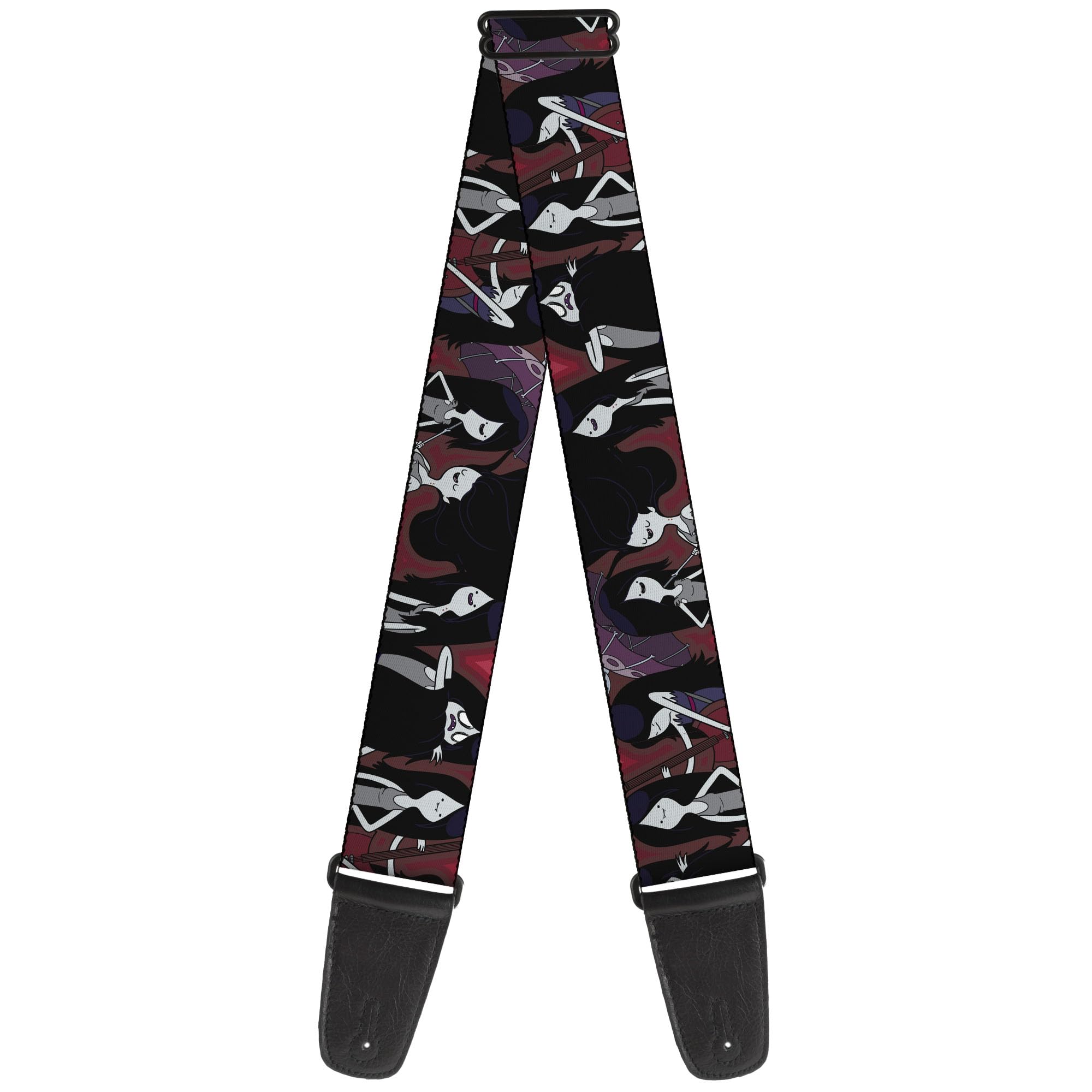 Buckle-Down Cartoon Network Guitar Strap, Adventure Time Marceline Poses Collage Reds, 2 Inches Wide, Black, 2" Wide - 29-54" Length