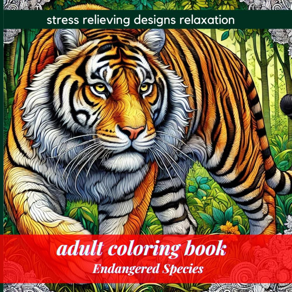 adult coloring book endangered species: stress relieving designs relaxation