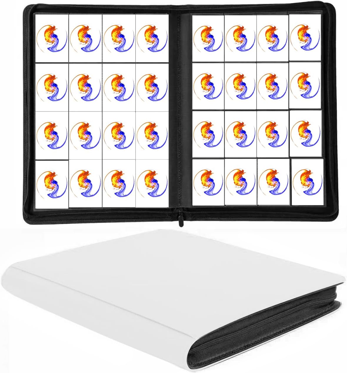 Premium 1664 Cards Capacity Binder, 16 Pocket Ringless Side-Loading Trading Card Album for TCG, MTG, Sports Cards; Zipper Card Album Folder for Displaying & Storaging Cards (White, 1664 Pockets)