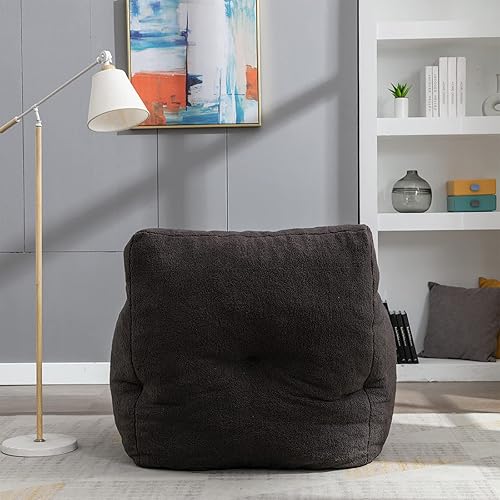 Miniatura 6 de Beanbags - Silla puff de tela de peluche ultra suave para adultos y niños, cómoda silla de ocio para dormitorio, sala de estar, apartamento, gris