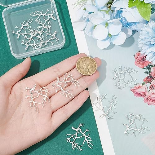 Miniatura 3 de NBEADS 10 Pcs Branch Shape Blanks Prong Pendant Settings, Handmade Claw Pendant Tray Bezel Pendant Trays Metal Pendant for DIY Crafs Necklace