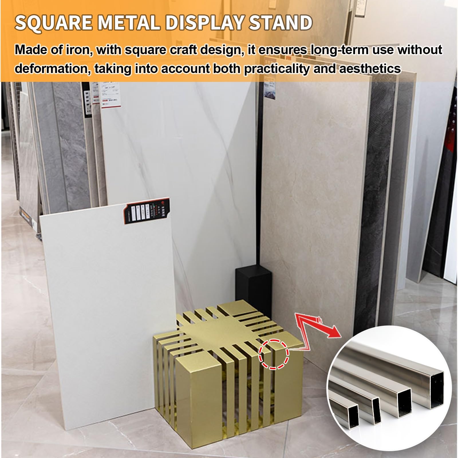 Espositore per Piastrelle in Ceramica,Espositore Piastrelle da Pavimento,Design Rettangolare, 20 Slot,Adatto Showroom, Negozi al Dettaglio