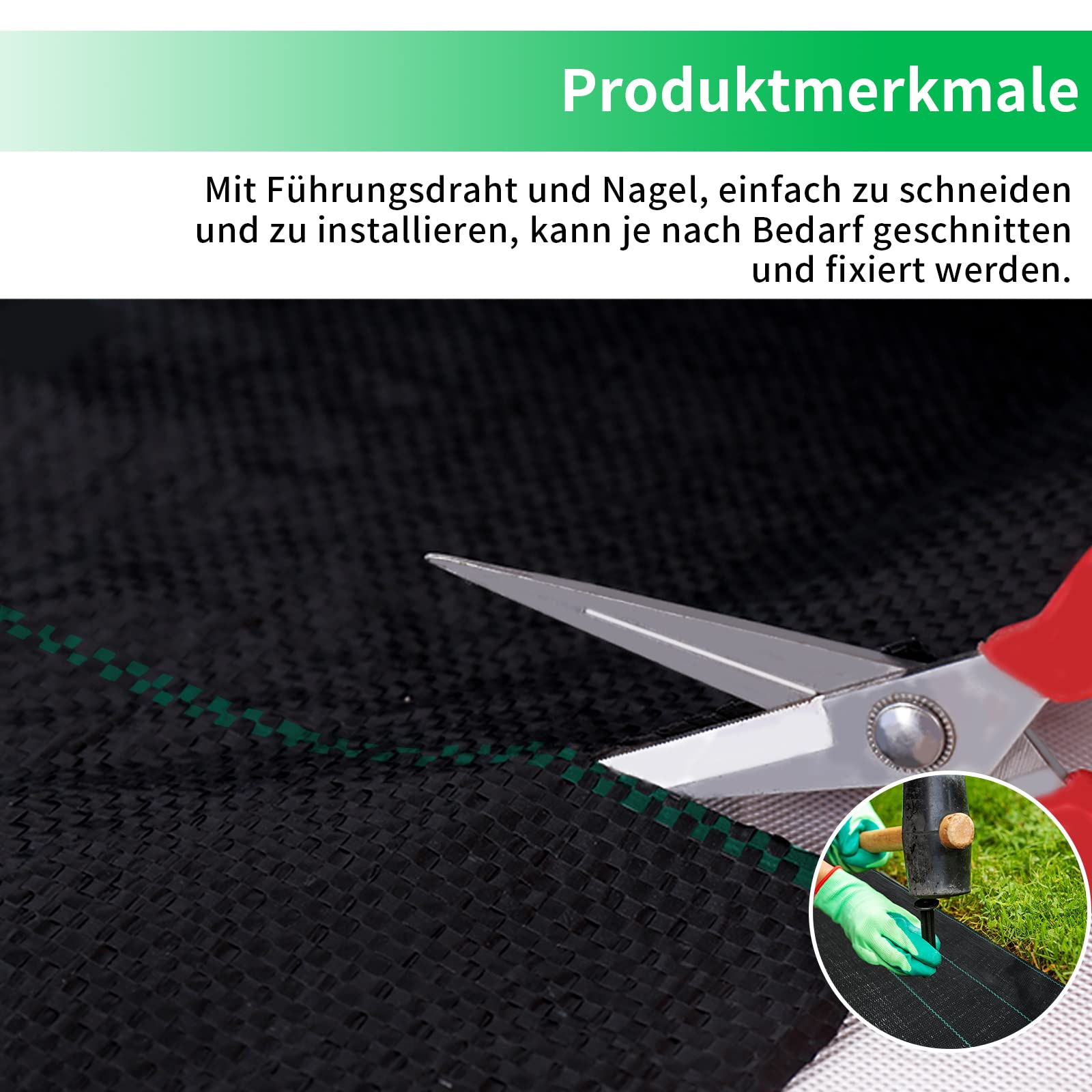 XMTECH Toile Non-tissée de Jardin - 100 g/m² - Extra résistante Contre Les Mauvaises Herbes - 25 m x 2 m = 50 m² - Film de paillis - Protection des Plantes - Résistant aux UV et indéchirable