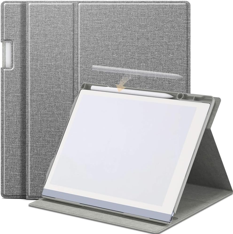 Compatible with Remarkable 2 Paper 10.3-INCH Tablet case, Full Coverage Ultra Slim PU Leather Cover Case Folding Stand Cover Protective Tablet Cover with Hand Strap Magnet (Gray)