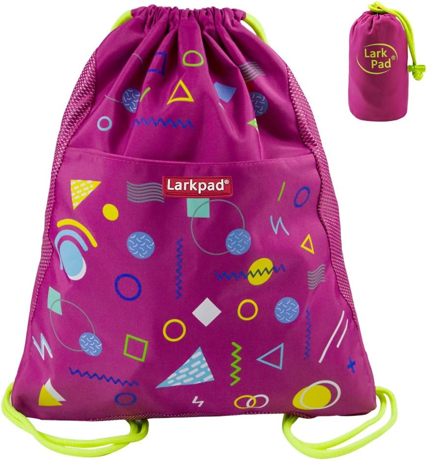 Larkpad Foldable Drawstring Backpack, Girls Daypack, Washable Gymsack, Rosy Red