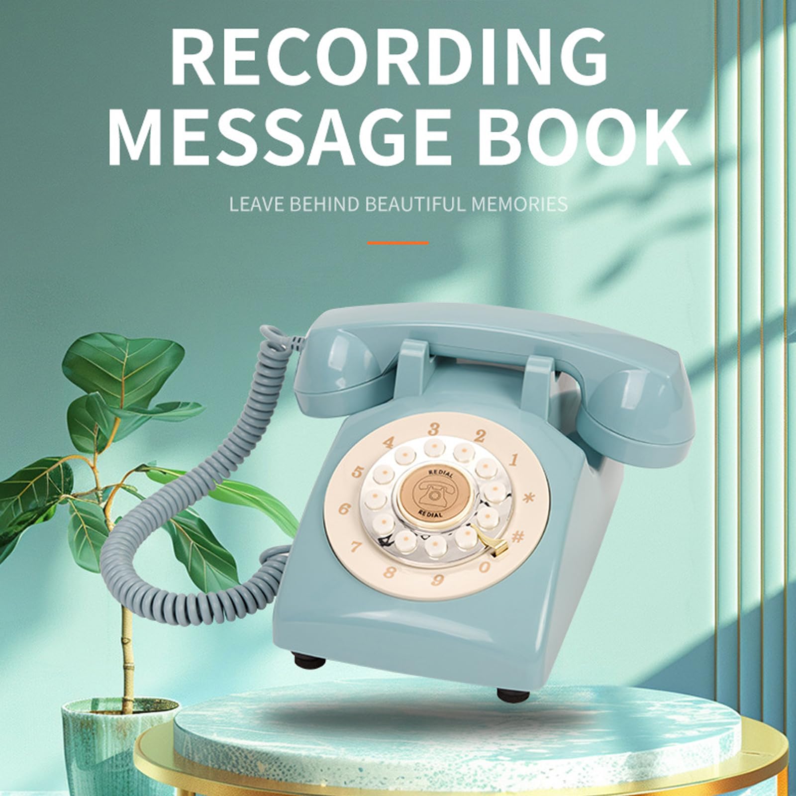 Telefono con quadranti rotanti con registratore per catturare momenti speciali, libro degli ospiti, libro dei messaggi uditivi, registratore telefonico retrò