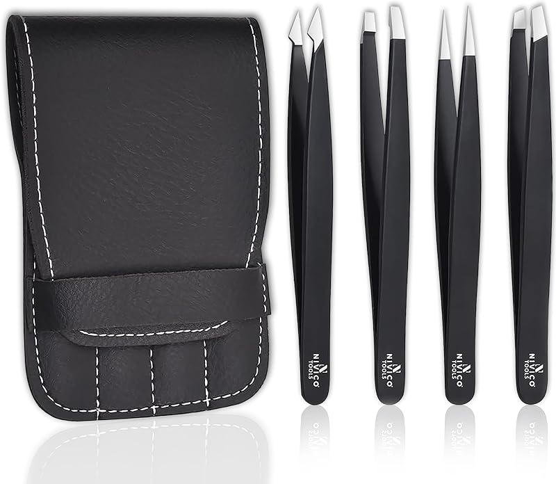 Conjunto de Pinças NIVICO TOOLS TZS-4 com 4 Unidades e Estojo de Couro Sintético