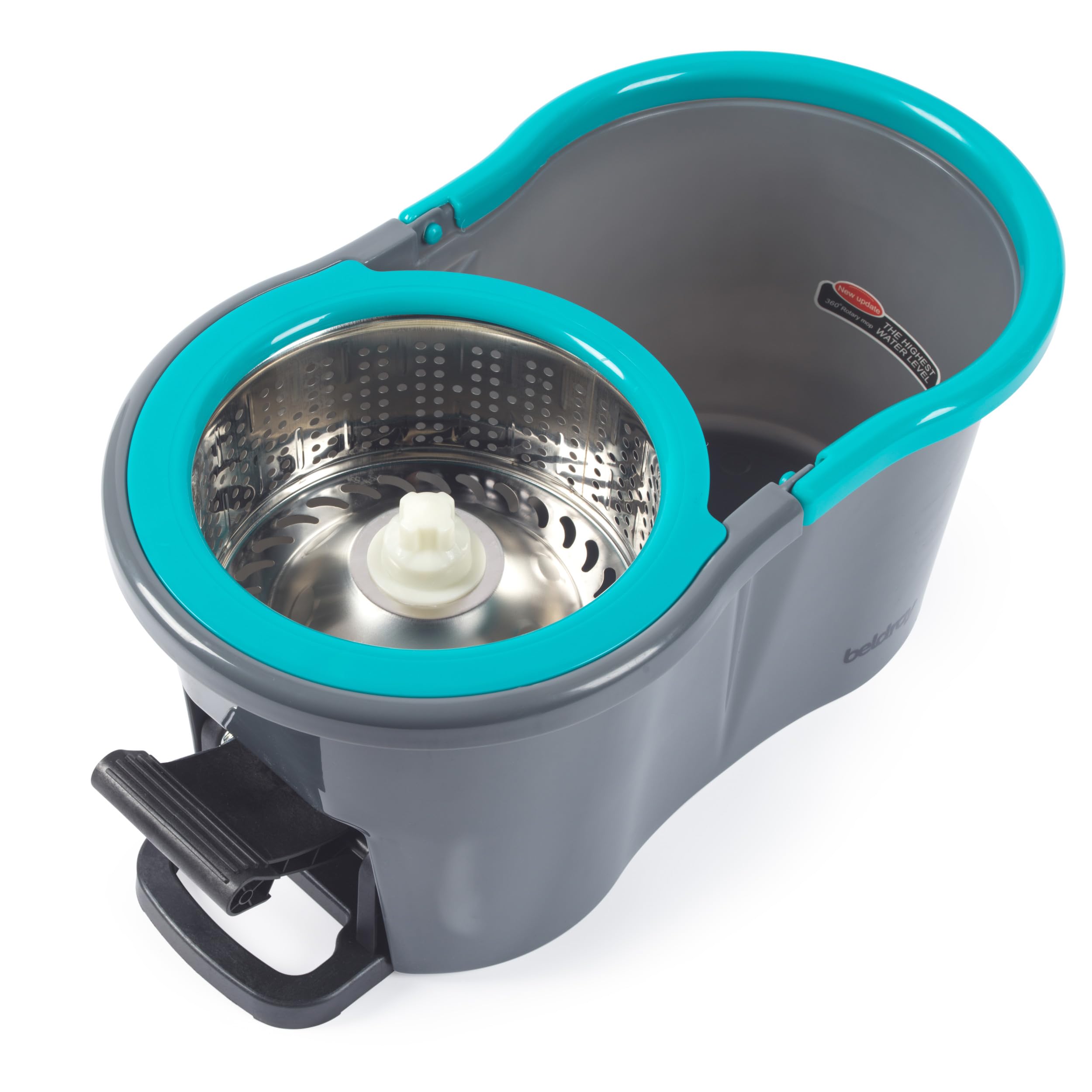 Beldray Juego de trapeadores y Cubos Antibac - Mopa de Hilo de 360°, Cubo de fregona de 4 litros, Sistema de Centrifugado accionado por Pedal, Fibras tratadas antibacterianas, LA036430UFFEU7 | Cubo centrifugado a pedal, 4 l de capacidad, fibras tratadas a