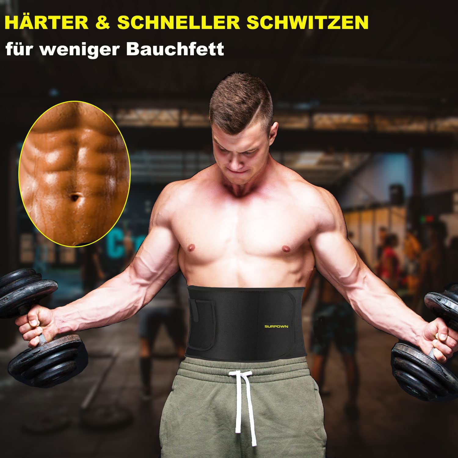 Waist Trainer Damen Herren zum abnehmen, Einfach zu säubern, Bauchweggürtel Schwitzgürtel, Taillenformer Sport Fitness Gürtel zur Fettverbrennung, Neopren TailleTrimmer bauchweg Mit Telefonhalterung