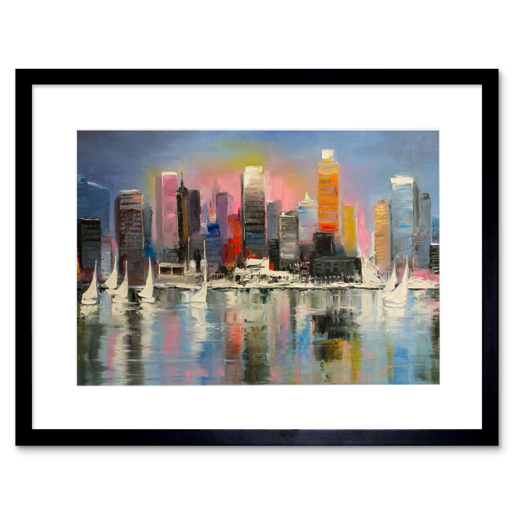 Wee Blue Coo City Harbour Urban Painting Art Print Framed Poster Wall Decor 12x16 inch