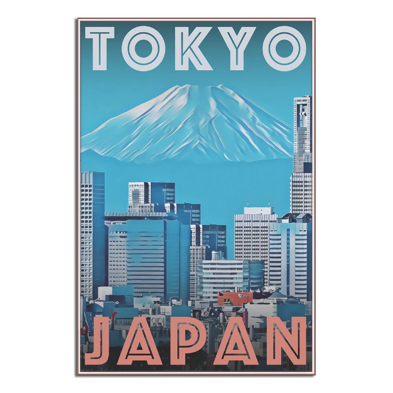 Metal Tin Sign Mount Fuji Tokyo Japan Downtown View Vintage Travel Tin Sign Vintage Rustic Decor Cave Coffee Shop Bar Bedroom Home Wall Decor Nostalgic Tin Sign 15x30cm