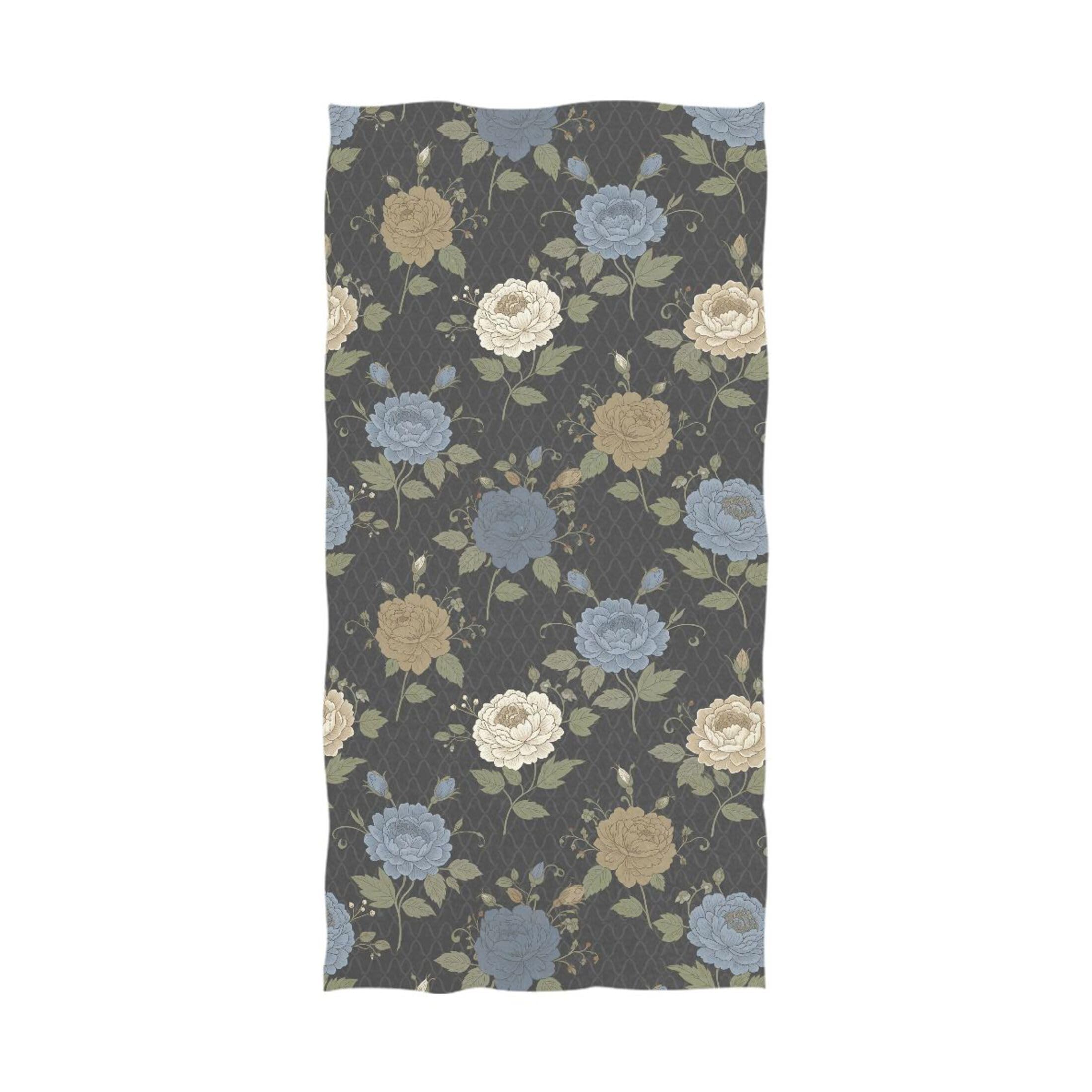 Kutsu Flowers Bath Towel, Highly Absorbent Cotton Soft Bath Hand Towel for Bathroom Kitchen Hotel Spa, 64 x 32 In