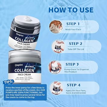 Collagen Cream for Face, Anti-Aging Face Moisturizer with Retinol and Hyaluronic Acid, Daily Hydrating Lotion, Neck and Decollete, Moisturizing Cream to Reduce Wrinkles for Women and Men