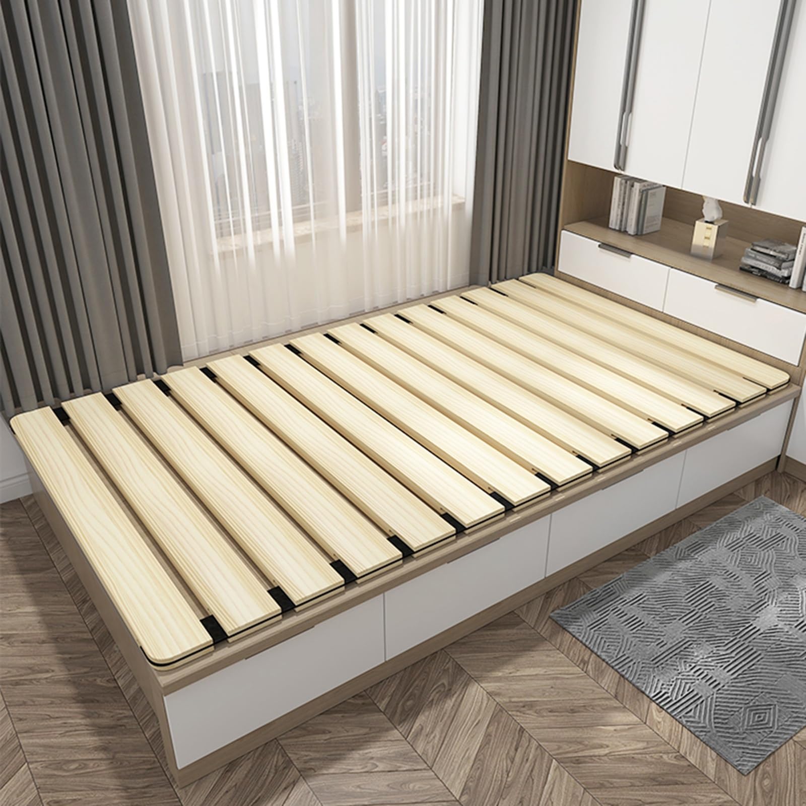 Drewniane składane prześcieradła na materac - drewniane deski do łóżka (200-50 cm) - wytrzymały spód na sofę, łóżko, podłogę i przyczepę kempingową (szer. x dł. 0,7 x 2 m/2,3 x 6,6 stóp)