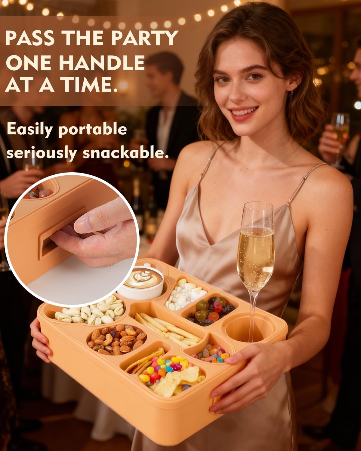 Couch Cup Holder Tray Dual Cup Silicone Organizer – Waterproof Anti-Slip Snack & Drink Tray for Sofa, Bed, Car & Camping, Dishwasher Safe Funny Gift - Image 5