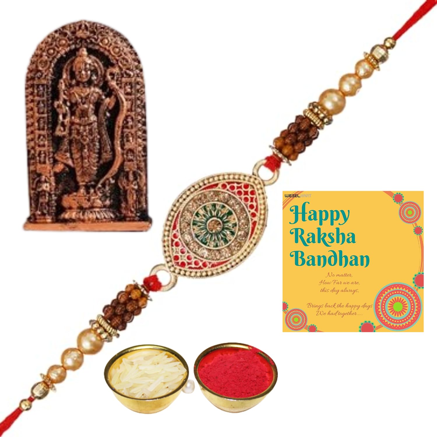 Webelkart Premium Pack Of 1 Rakhi Set For Bhaiya And Bhabhi. With Ram lalla Statue For Car Dashboard Rakhi For Kids, Lumba Rakhi For Bhabhi Rakshabandhan Gift, Krishna Rakhi (B0CCL8VM5V) Amazon Price History, Amazon Price Tracker