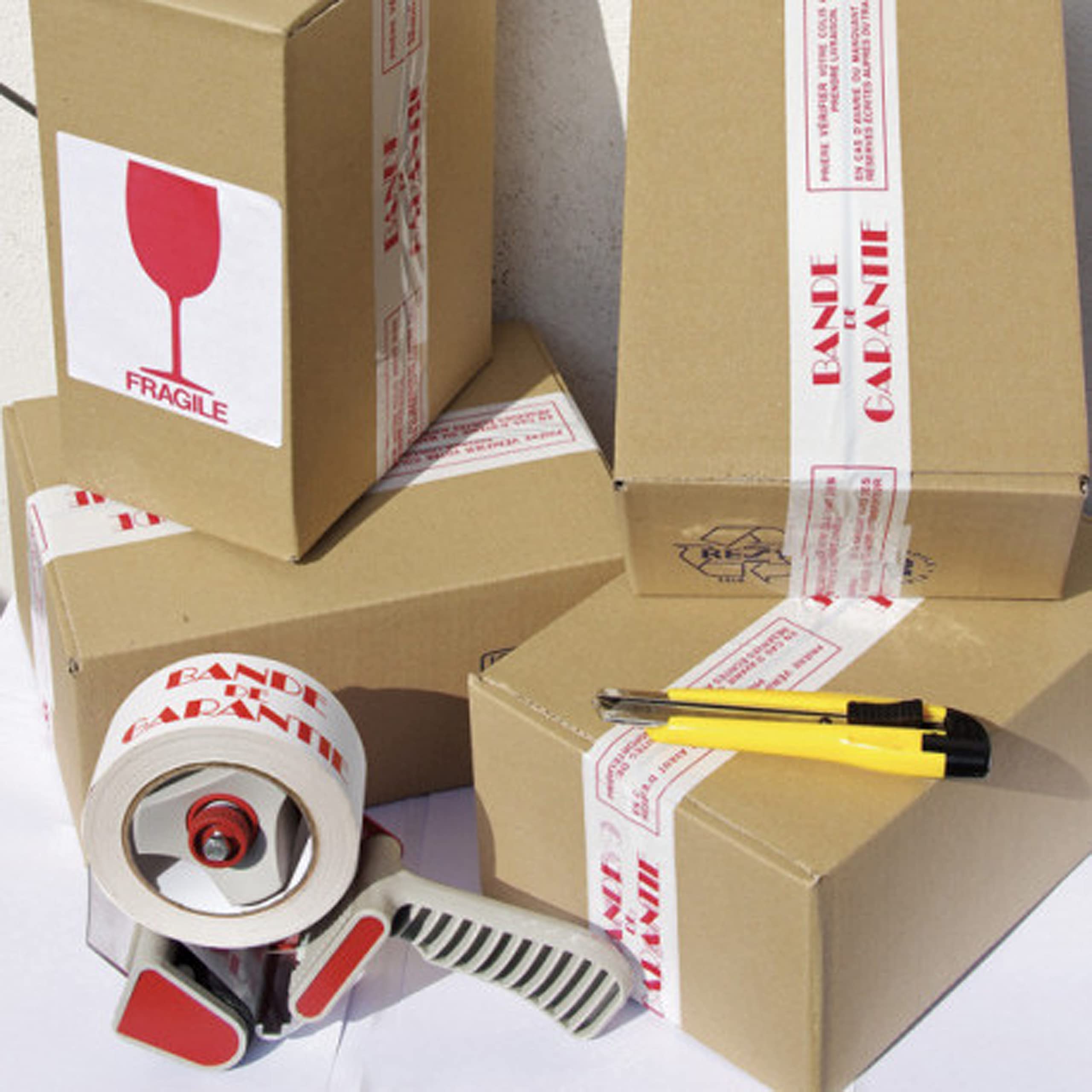 JeCo - Lot de 36 rouleaux de ruban adhésif imprimé Bande de garantie 48mm x 100 m pour la sécurité et la signalétique de vos envois expédition emballage carton
