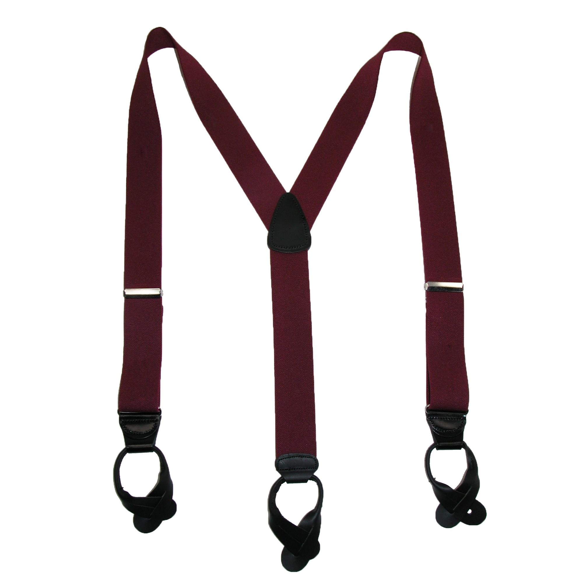 CTM Men's Elastic Button End Dress Brace with Bachelor Buttons, Burgundy