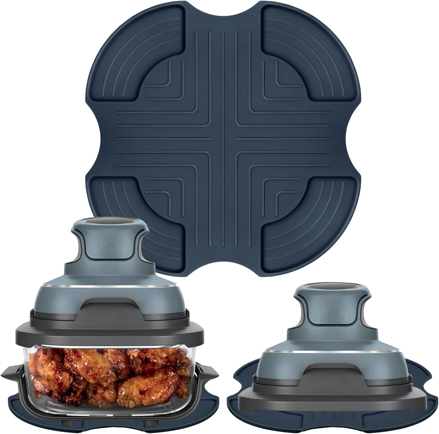 Air Fryer Trivets Silicone for Ninja Crispi, Heat-Resistant Mats for Ninja Crispi Glass Air Fryer, Heat Proof Mat for Kitchen Counter, Portable Hot Pads Pot Holders for Ninja Air Fryer Accessories