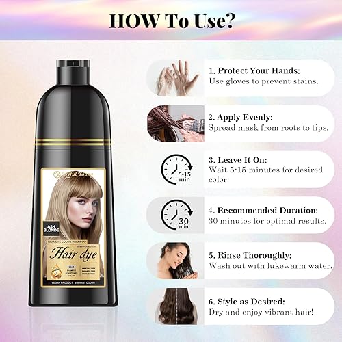 Vista 34 de Champú de tinte natural para el cabello – Color de cabello para cobertura de cabello gris – Tinte de cabello castaño medio para teñir el cabello