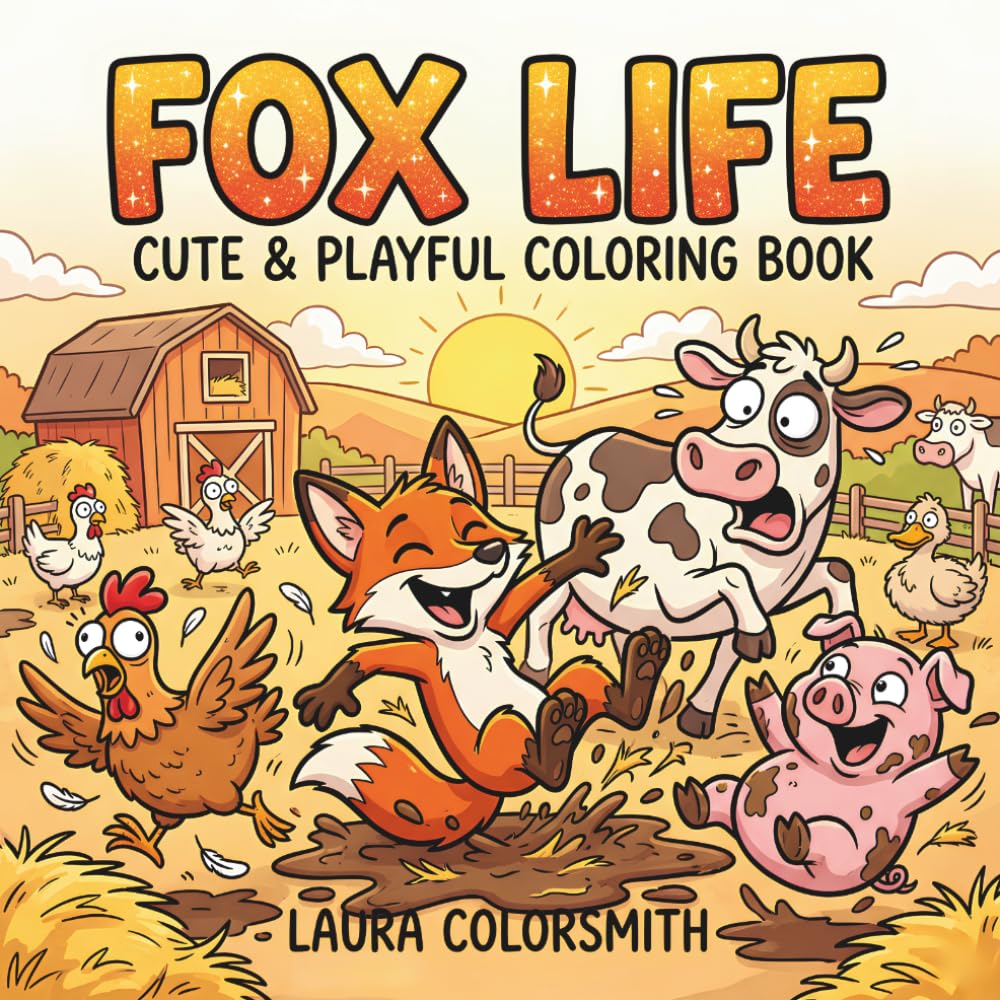Fox Life - Cute & Playful Coloring Book: Cute Fox Coloring Pages with Playful Nature Scenes for Kids and Creative Relaxation (Coloring book with animals)
