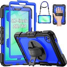 Samsung Galaxy Tab A9 Case, HXCASEAC 8.7 Inch Full Body Protection with Screen Protector, Hand Strap, Pen Holder, Heavy Duty Shockproof Samsung A9 Tablet Case 2023 SM-X110/X115/X117 - Blue