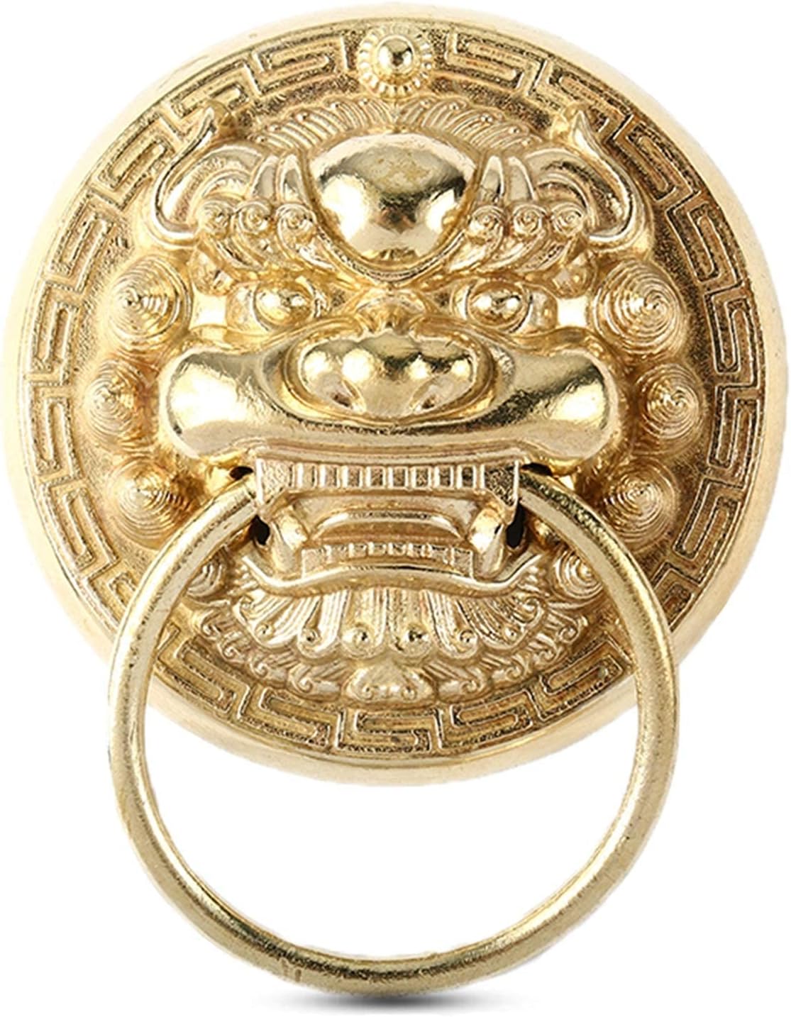 Deluxe Wall Decor Renovator's Supply Retro Golden Lion Door Knocker Oriental Brass Knockers Metal Furniture Pull Handle for Houses Apartments Garden Fence Cabinet Craft Home Decor (1