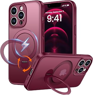 Magnet-Ständer 360° für iPhone 12 pro max Hülle, Matt-Weinrot
