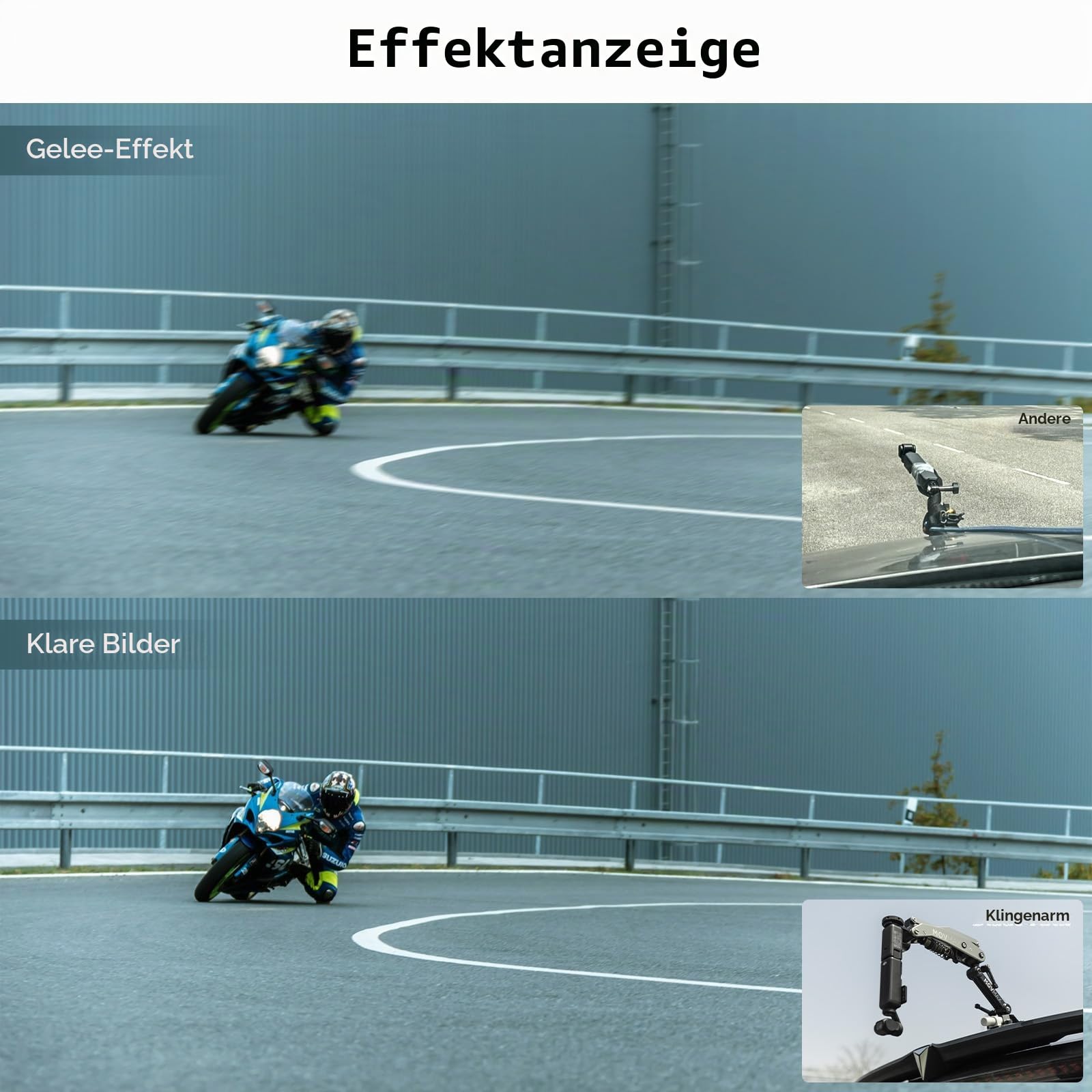 Movmax Klingenarm für DJI Pocket 3, Insta 360 und GoPro Hero 12 Kameras mit N2-Arm-Technologie und Universalfeststellschraube