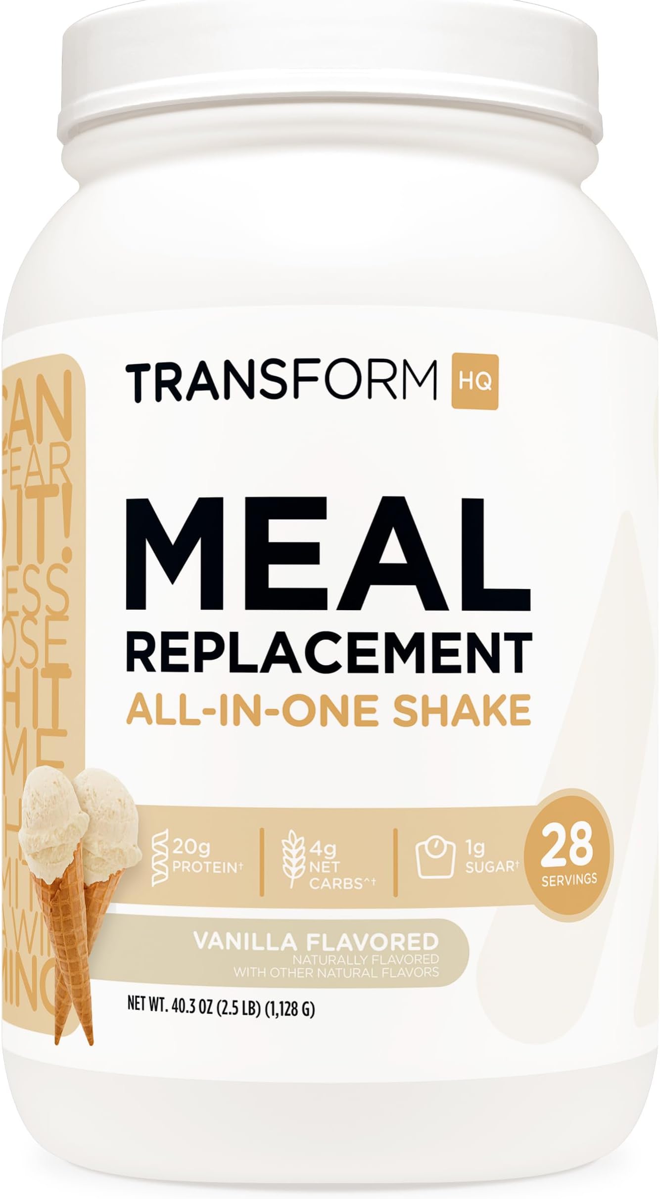 - TransformHQ Meal Replacement Shake Powder 28 Servings (Vanilla) - Gluten Free, Non-GMO