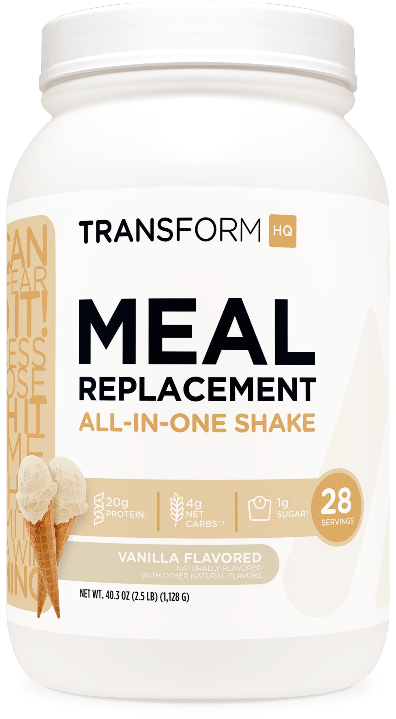 TransformHQ Meal Replacement Shake Powder 28 Servings (Vanilla) - Gluten Free, Non-GMO