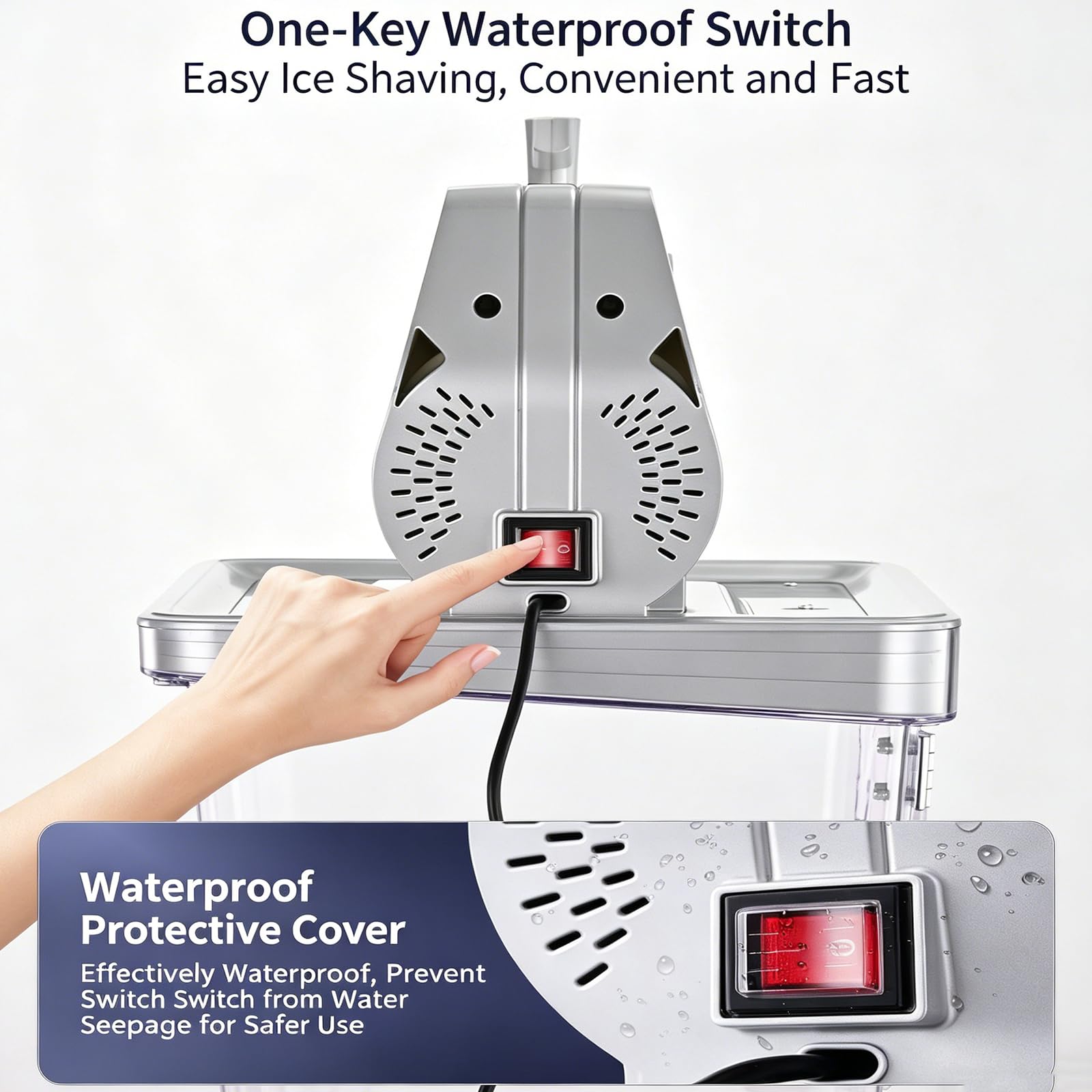 Trituradora de Hielo eléctrica Comercial 350W, 145 lbs/H máquina automática de Hielo con 8 contenedores de galones, máquina de Hielo afeitada de Acero Inoxidable para Bares Restaurantes Cafés