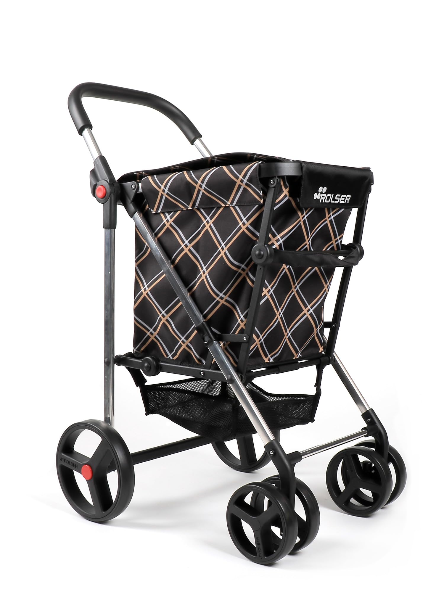 Carro Rolser Basket Chiara 4 Ruedas Grandes 2 Giratorias Plegable - Negro