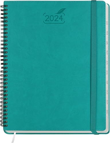 Agenda 2024 de BEZEND, calendario A4 de 8.5 x 11 pulgadas, agenda diaria, semanal y mensual, encuadernada en espiral, papel de 3.53 ozm certificado