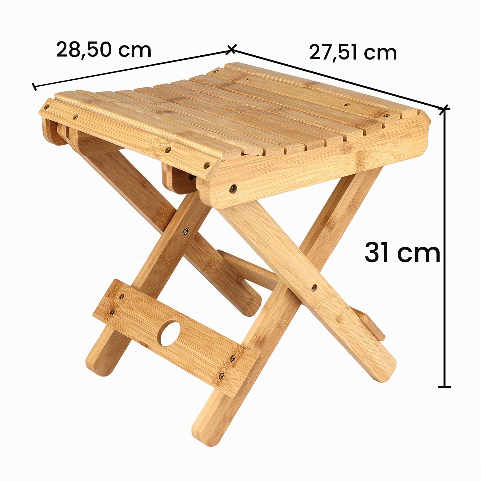 Taburete Plegable de bambú Taburete Portátil para Exteriores Silla Cuadrada de Pesca Taburete de Ducha Simple Taburete de Madera para Excursión En El Parque de Pesca Taburete baño