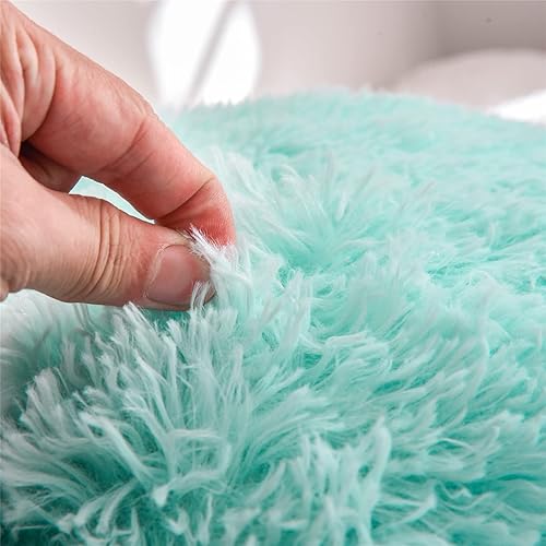 Vista 9 de Meeting Story Almohadas de lectura peludas de felpa con brazos, almohada de pelo sintético para adultos, adolescentes y niños (estándar, aguamarina)