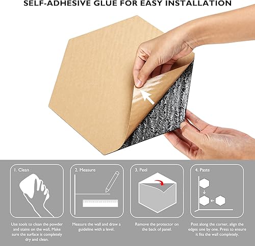 Miniatura 4 de Lagute 12 paneles acústicos autoadhesivos, paneles de espuma hexagonales a prueba de sonido, espuma de tratamiento acústico, panel de pared acústica