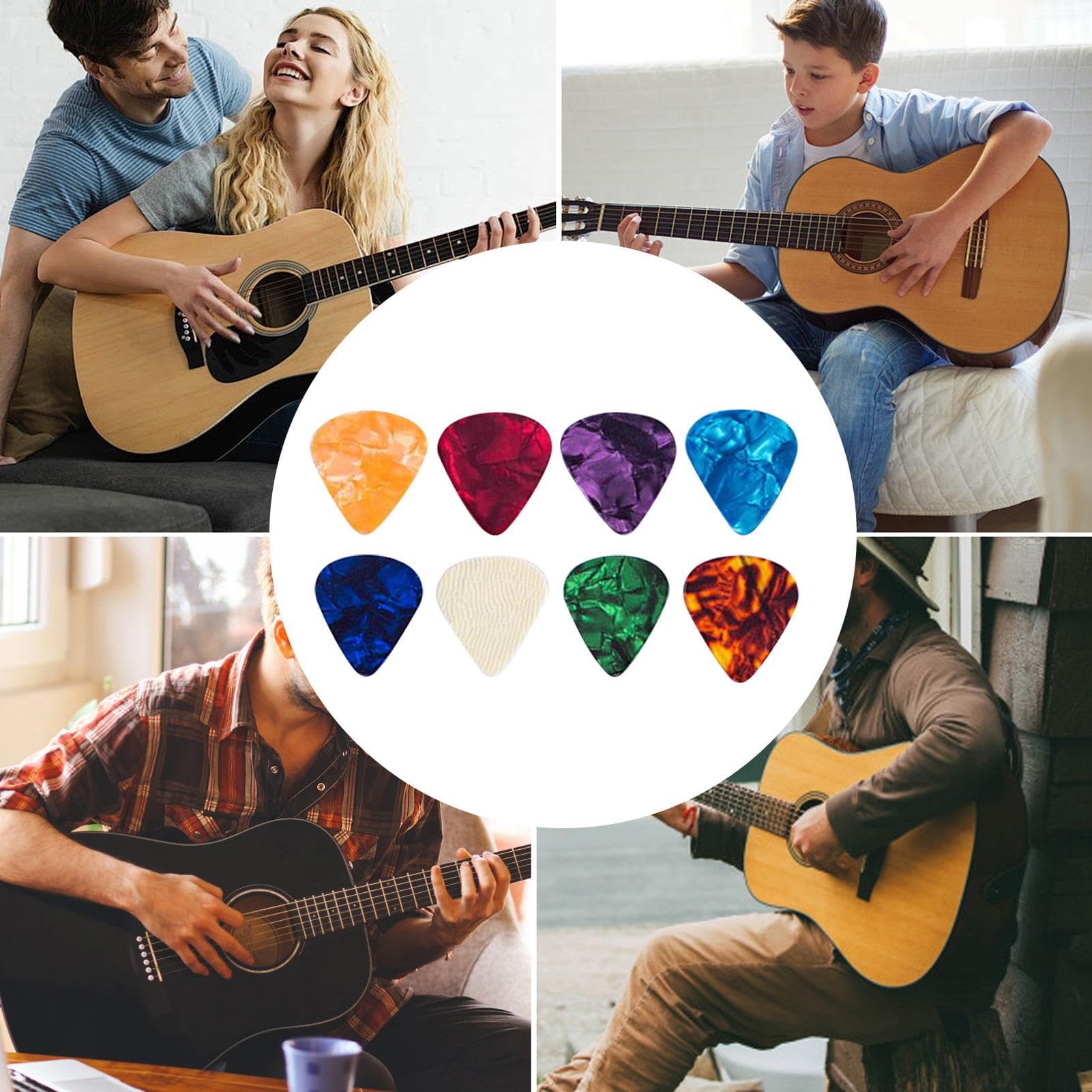Plettri per Chitarra Plettri Antiscivolo | 120 Pezzi Colorati re 0,46 mm Sottile, 0,71 mm Medio, 0,96 mm per Chitarra , Strumenti a Corda, Mandolini e Bassi