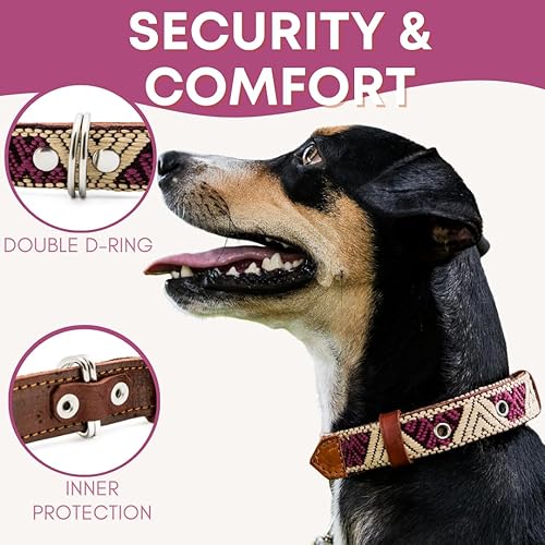 Miniatura 3 de Paw Tribe Collar occidental para perros, diseño bordado de cuero para perros pequeños, medianos y grandes, diseño azteca del suroeste para perros