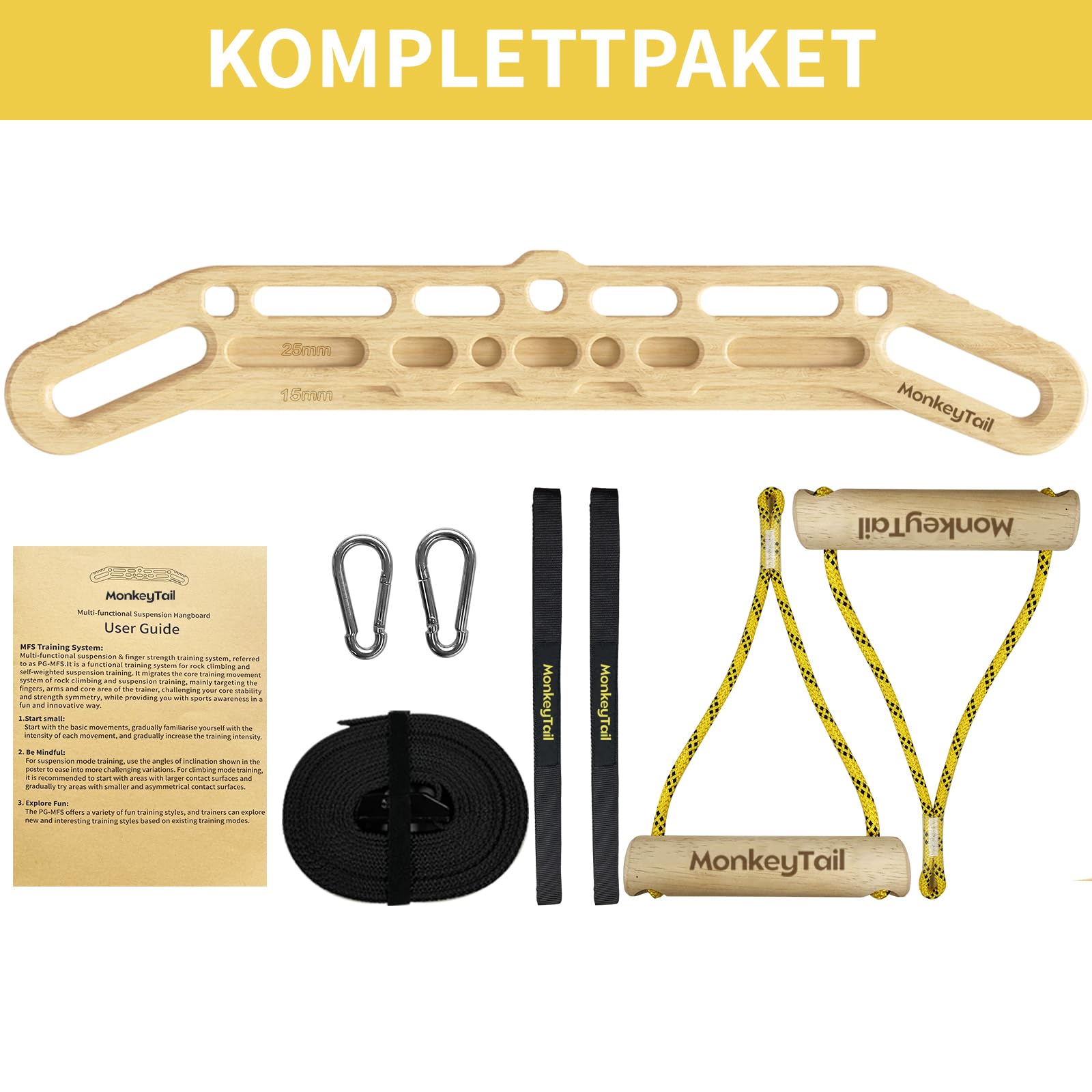 MonkeyTail Tabla de colgar portátil, tabla de escalada de madera, tabla de entrenamiento de dedos multifuncional, mejora de la fuerza de los dedos, para uso interior y exterior