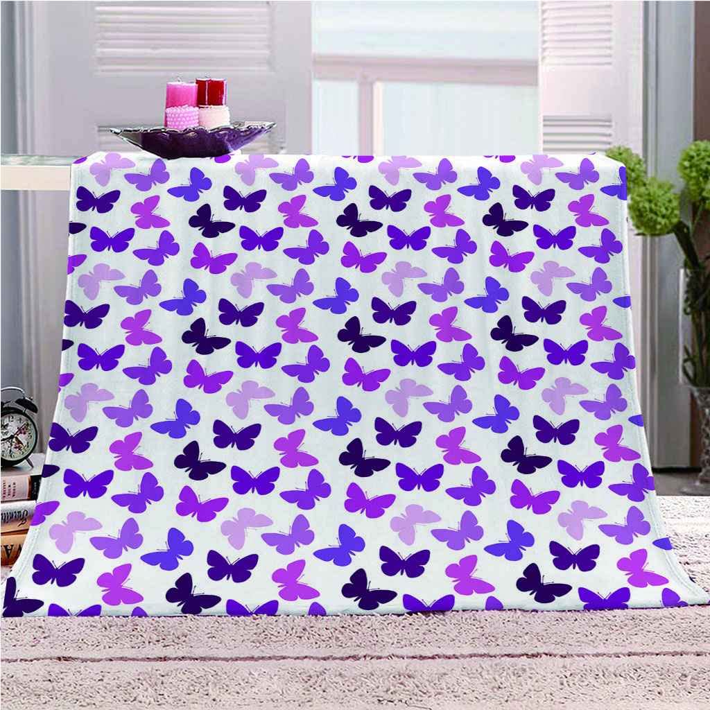 Couverture Polaire Flanelle Impression 3D Papillon Plaid Chaud Douceur Toutes Saisons