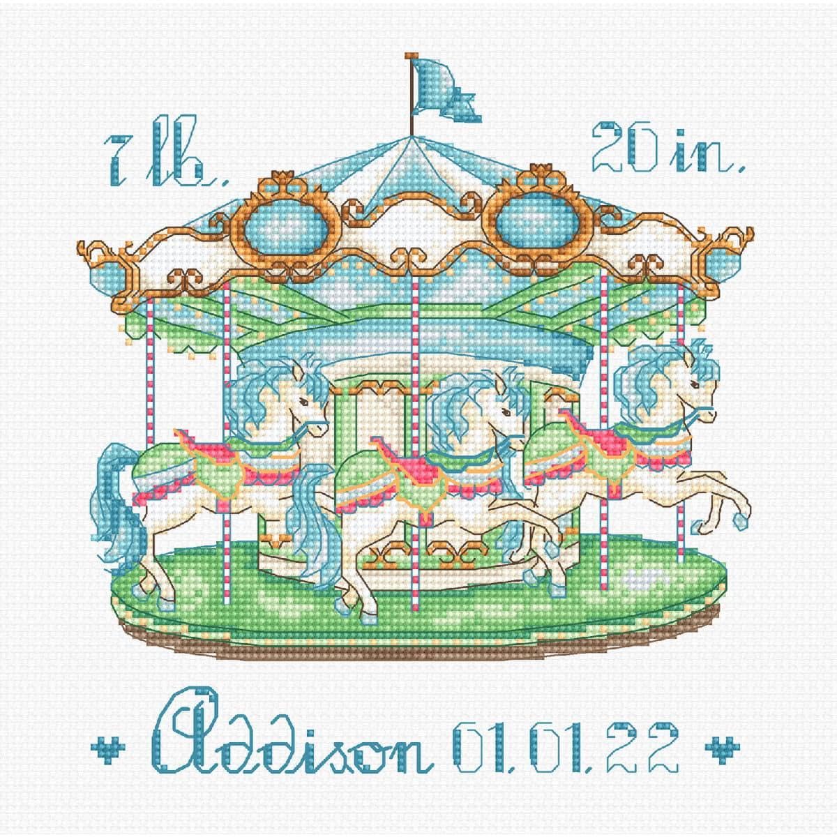 Letistitch Baby Carousel Boy Counted Cross Stitch Kit